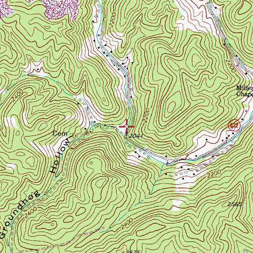 Topographic Map of Groundhog Hollow, VA