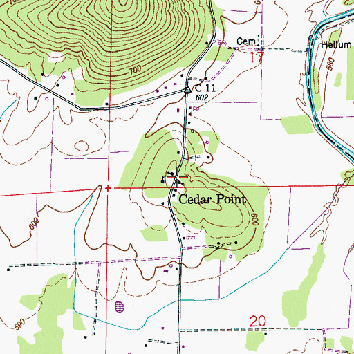 Topographic Map of Cedar Point Church, AL