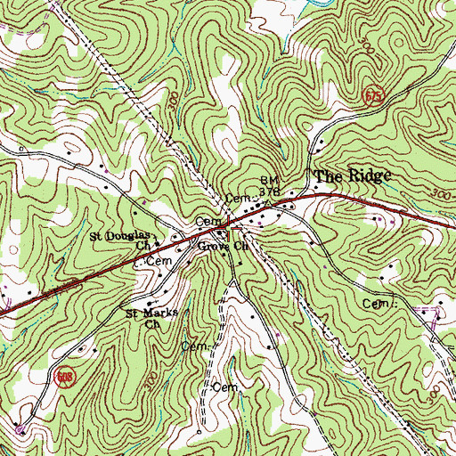 Topographic Map of Grove Church, VA