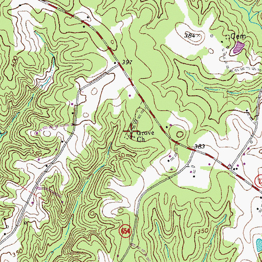 Topographic Map of Grove Church, VA