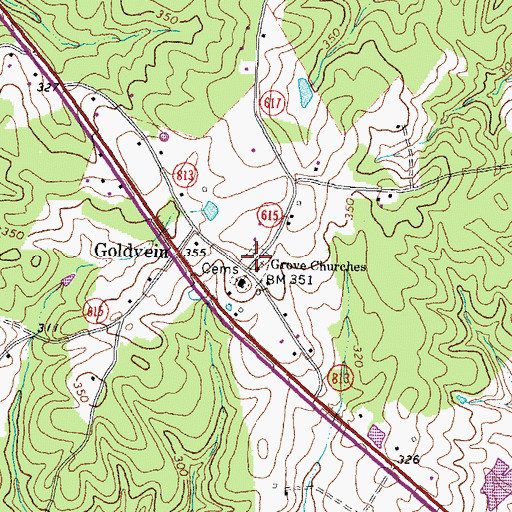 Topographic Map of Grove Churches, VA