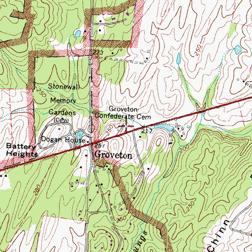 Topographic Map of Groveton Confederate Cemetery, VA