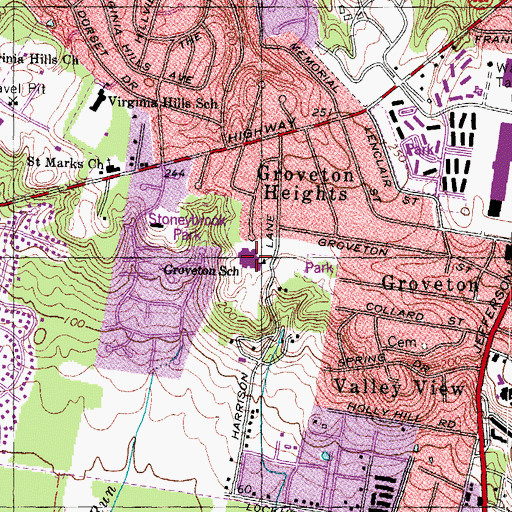 Topographic Map of Groveton Elementary School, VA