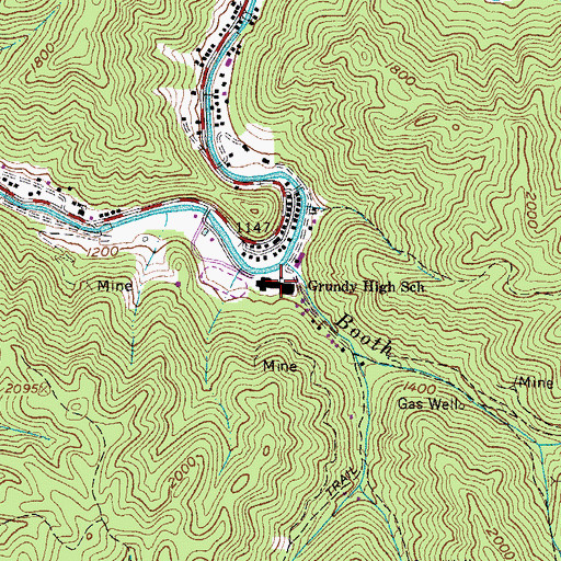 Topographic Map of Grundy High School, VA