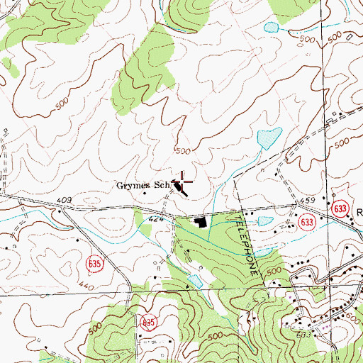 Topographic Map of Grymes Memorial School, VA