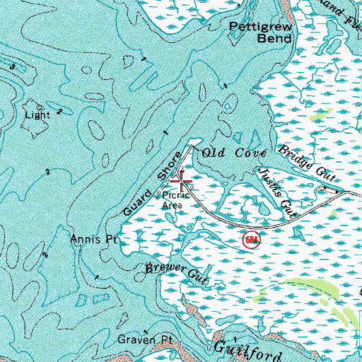 Topographic Map of Guard Shore, VA