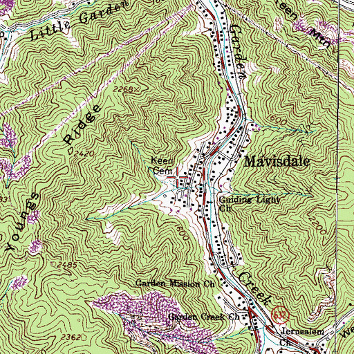 Topographic Map of Guiding Light Church, VA