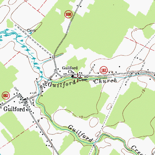 Topographic Map of Guilford Church, VA