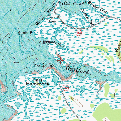 Topographic Map of Guilford Creek, VA