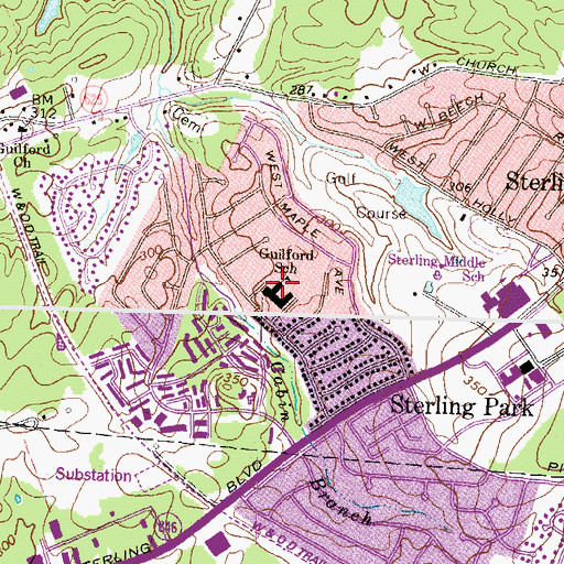 Topographic Map of Guilford Elementary School, VA