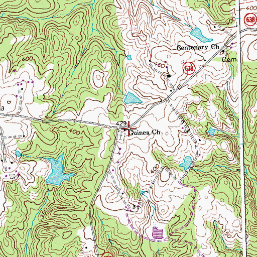 Topographic Map of Guinea Church, VA