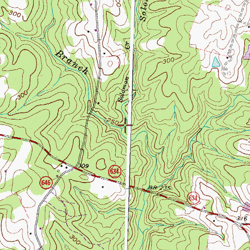 Topographic Map of Gum Branch, VA