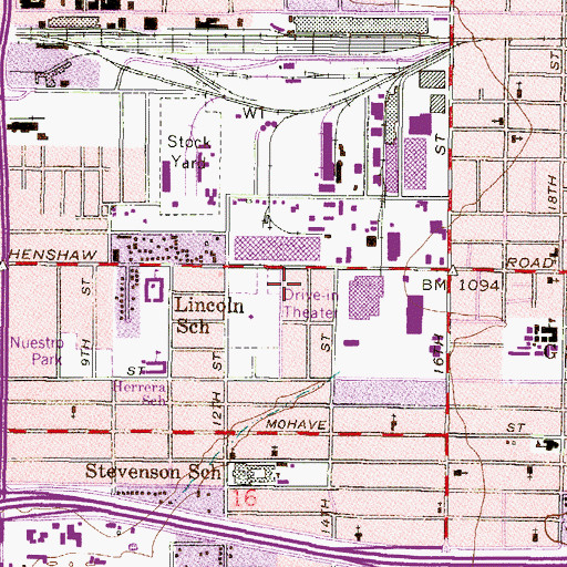 Topographic Map of Lewis Park, AZ