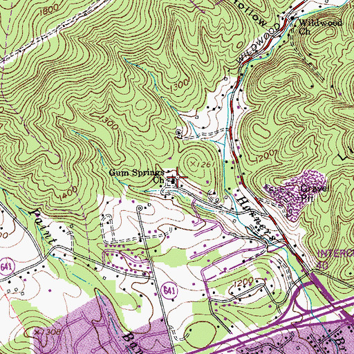 Topographic Map of Gum Springs Church, VA