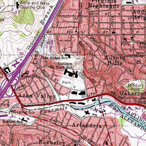 Topographic Map of Gunston Middle School, VA
