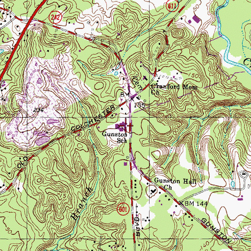 Topographic Map of Gunston Elementary School, VA