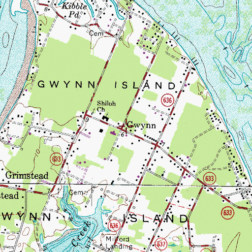 Topographic Map of Gwynn, VA