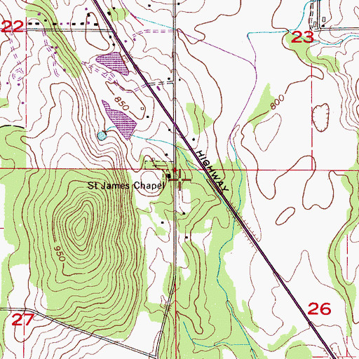 Topographic Map of Center School (historical), AL