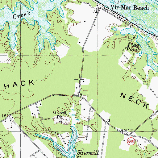 Topographic Map of Hack Neck, VA