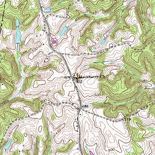 Topographic Map of Hackberry Church, VA