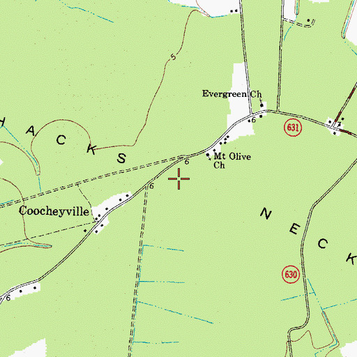 Topographic Map of Hacks Neck, VA