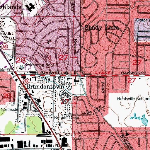 Topographic Map of Central Assembly of God Church, AL