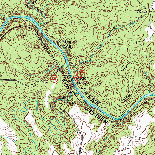 Topographic Map of Haden Bridge, VA