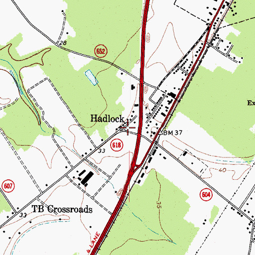 Topographic Map of Hadlock, VA