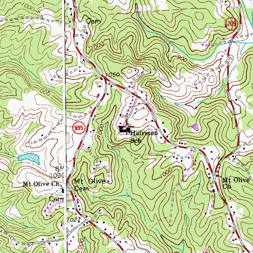 Topographic Map of Hairston School, VA
