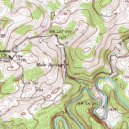 Topographic Map of Hale Spring, VA