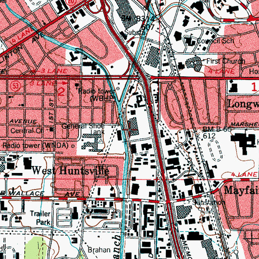 Topographic Map of Central Plaza Shopping Center, AL