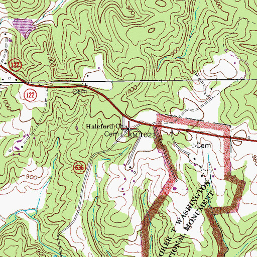 Topographic Map of Haleford Church, VA