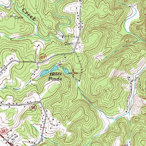 Topographic Map of Hales Ponds, VA