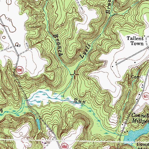 Topographic Map of Hall Branch, VA