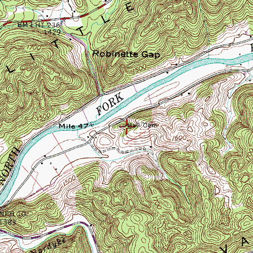 Topographic Map of Hall Cemetery, VA