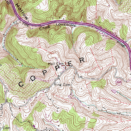 Topographic Map of Hall Cemetery, VA