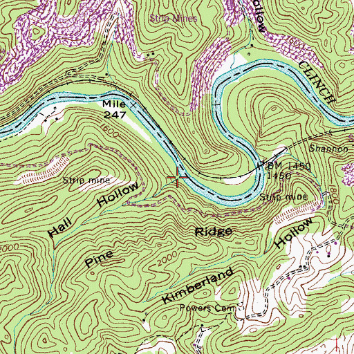 Topographic Map of Hall Hollow, VA