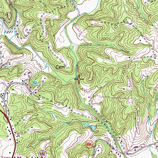 Topographic Map of Halls Branch, VA