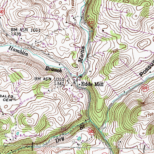Topographic Map of Hamblin Branch, VA