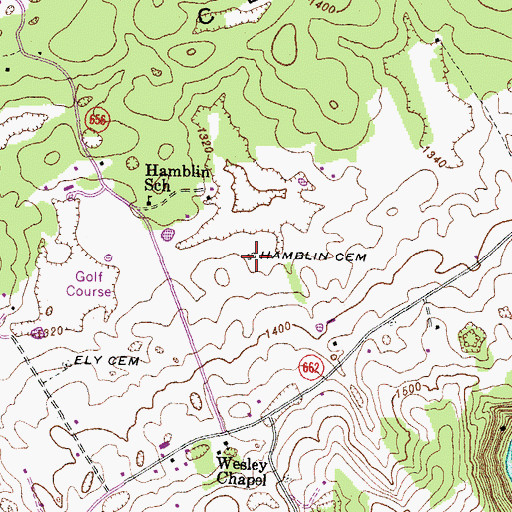 Topographic Map of Hamblin Cemetery, VA