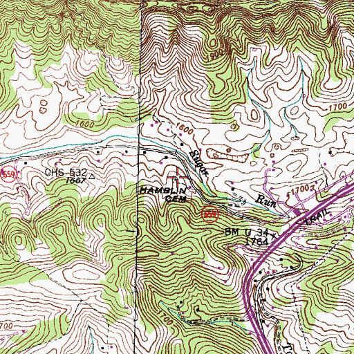 Topographic Map of Hamblin Cemetery, VA