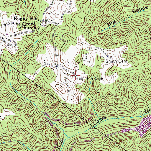 Topographic Map of Hamilton Cemetery, VA