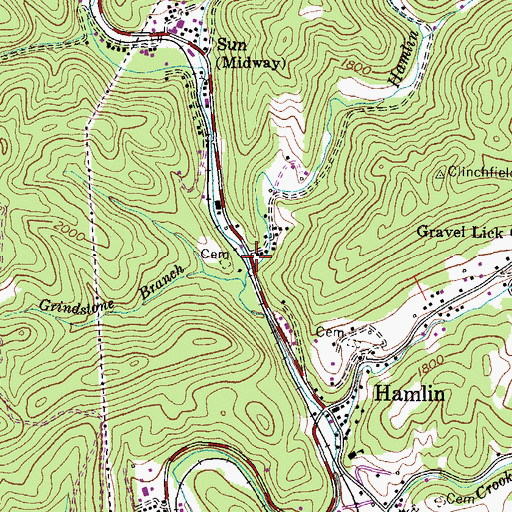 Topographic Map of Hamlin Branch, VA