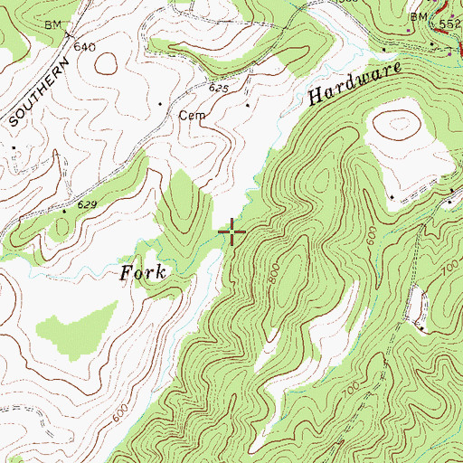 Topographic Map of Hammer Branch, VA