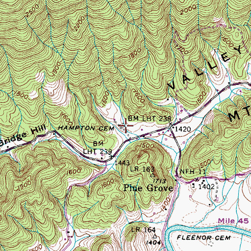 Topographic Map of Hampton Cemetery, VA