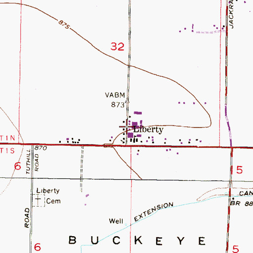 Topographic Map of Liberty Elementary School, AZ