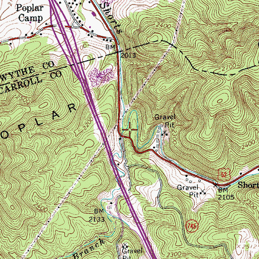 Topographic Map of Handy Creek, VA