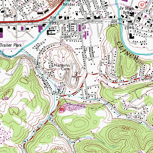 Topographic Map of Hankins Cemetery, VA