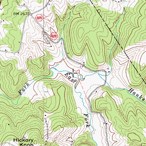 Topographic Map of Hanks Branch, VA