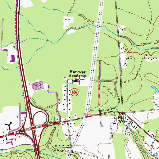Topographic Map of Hanover Academy, VA